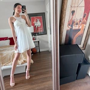 Halter white mini dress